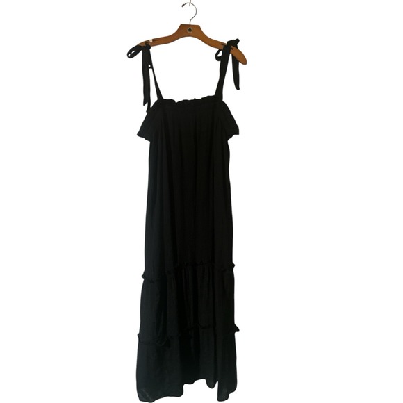 Perch Blu Pepper Ruffled Tiered Black Maxi SunDress Plus 1X - Picture 5 of 10